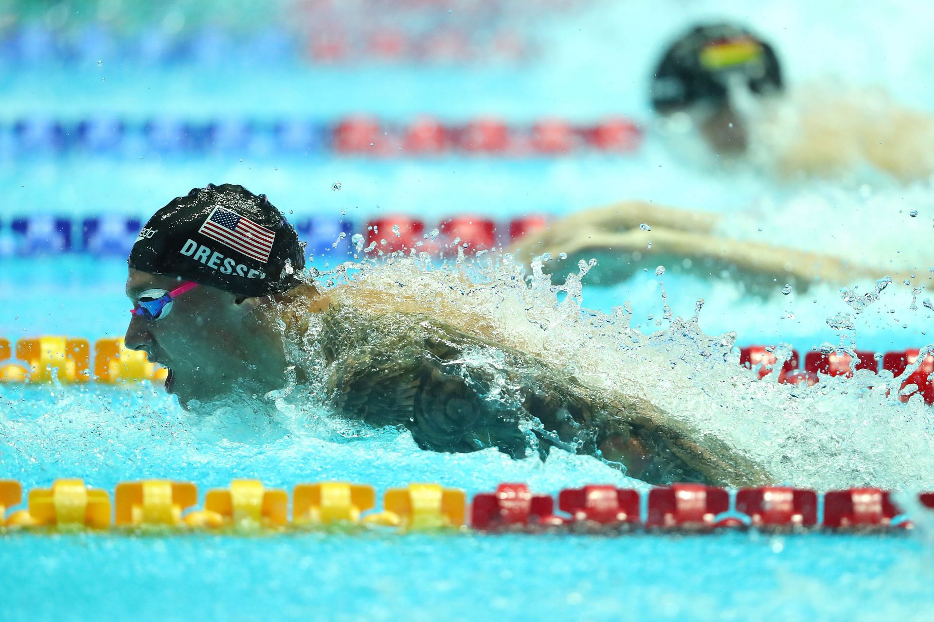 Caeleb Dressel of the United States competes in the Men's 100m Butterfly Final on day seven of the Gwangju 2019 FINA World Championships at Nambu International Aquatics Centre on July 27, 2019 in Gwangju, South Korea. (Photo by Maddie Meyer/Getty Images)